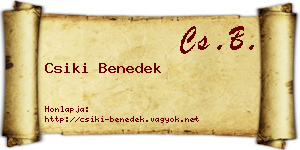 Csiki Benedek névjegykártya